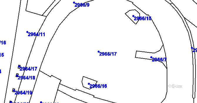 Parcela st. 2966/17 v KÚ Ruzyně, Katastrální mapa