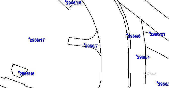 Parcela st. 2966/7 v KÚ Ruzyně, Katastrální mapa