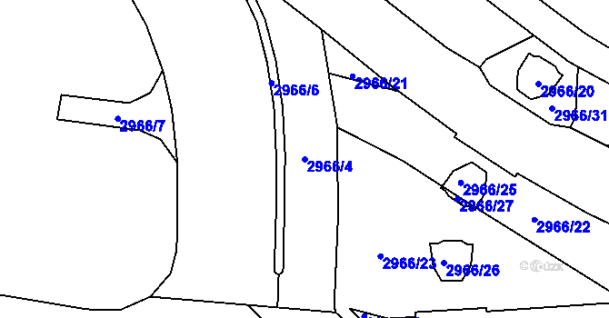 Parcela st. 2966/4 v KÚ Ruzyně, Katastrální mapa