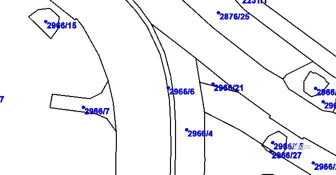 Parcela st. 2966/6 v KÚ Ruzyně, Katastrální mapa
