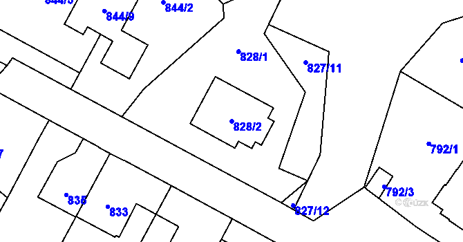 Parcela st. 828/2 v KÚ Ruzyně, Katastrální mapa