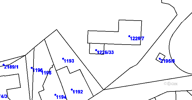 Parcela st. 1226/33 v KÚ Ruzyně, Katastrální mapa