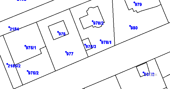 Parcela st. 978/3 v KÚ Ruzyně, Katastrální mapa