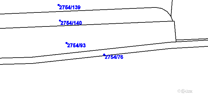 Parcela st. 2754/76 v KÚ Ruzyně, Katastrální mapa