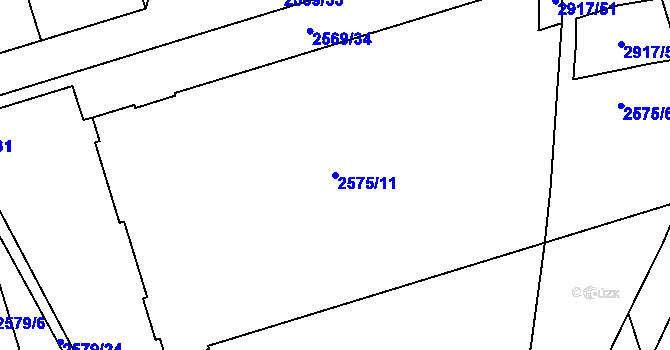 Parcela st. 2575/11 v KÚ Ruzyně, Katastrální mapa