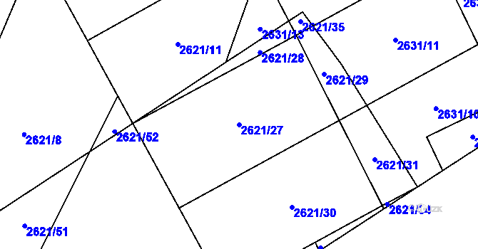 Parcela st. 2621/27 v KÚ Ruzyně, Katastrální mapa