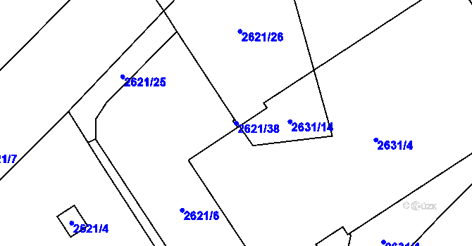 Parcela st. 2621/38 v KÚ Ruzyně, Katastrální mapa