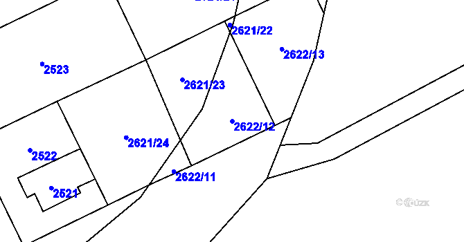 Parcela st. 2622/12 v KÚ Ruzyně, Katastrální mapa