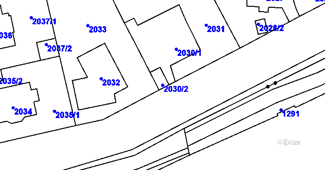 Parcela st. 2030/2 v KÚ Ruzyně, Katastrální mapa