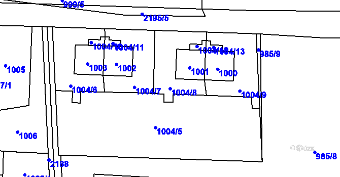 Parcela st. 1004/8 v KÚ Ruzyně, Katastrální mapa