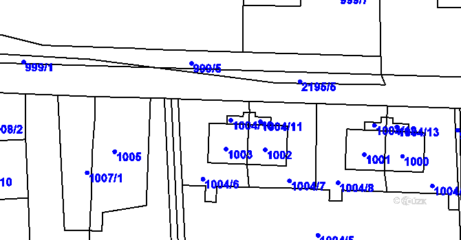 Parcela st. 1004/10 v KÚ Ruzyně, Katastrální mapa