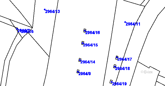 Parcela st. 2964/15 v KÚ Ruzyně, Katastrální mapa