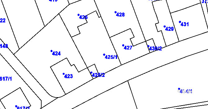 Parcela st. 425/1 v KÚ Ruzyně, Katastrální mapa