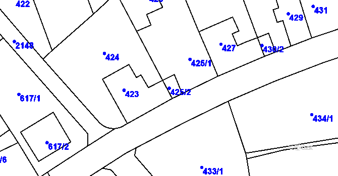 Parcela st. 425/2 v KÚ Ruzyně, Katastrální mapa