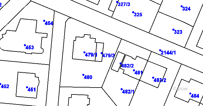 Parcela st. 479/2 v KÚ Ruzyně, Katastrální mapa