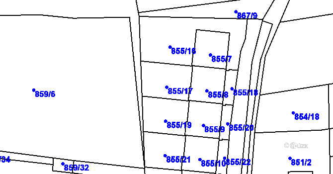 Parcela st. 855/17 v KÚ Ruzyně, Katastrální mapa