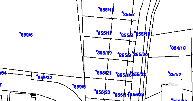 Parcela st. 855/19 v KÚ Ruzyně, Katastrální mapa
