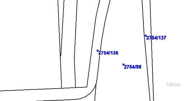 Parcela st. 2754/136 v KÚ Ruzyně, Katastrální mapa