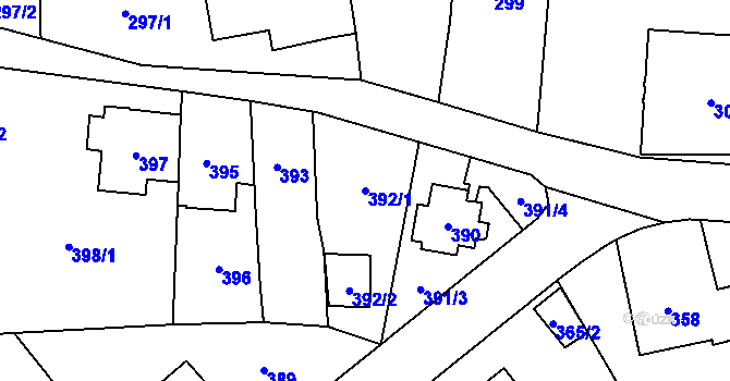 Parcela st. 392/1 v KÚ Ruzyně, Katastrální mapa