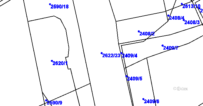 Parcela st. 2622/23 v KÚ Ruzyně, Katastrální mapa