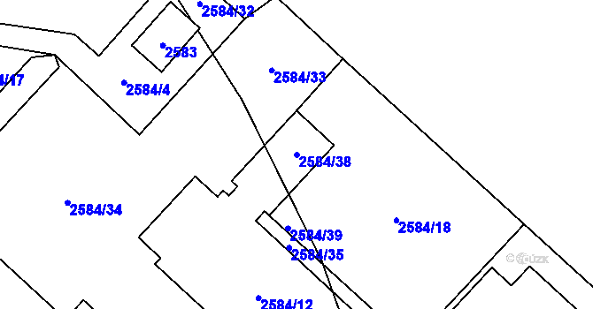 Parcela st. 2584/38 v KÚ Ruzyně, Katastrální mapa