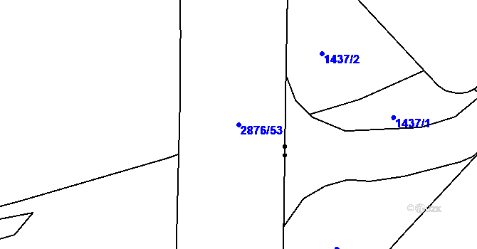 Parcela st. 2876/53 v KÚ Ruzyně, Katastrální mapa