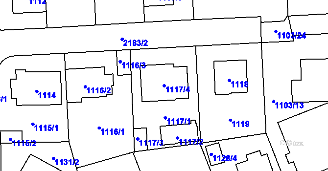 Parcela st. 1117/4 v KÚ Ruzyně, Katastrální mapa