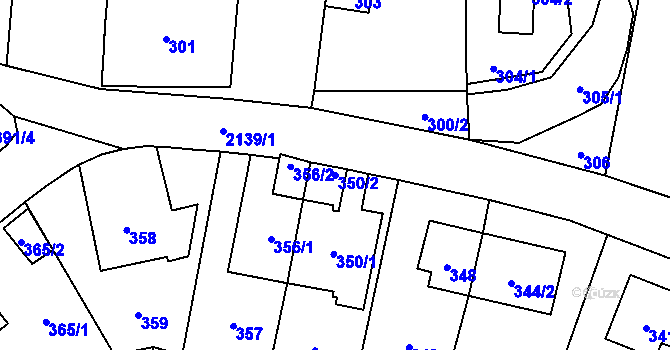 Parcela st. 350/2 v KÚ Ruzyně, Katastrální mapa