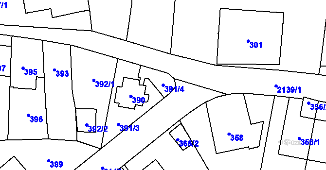 Parcela st. 391/4 v KÚ Ruzyně, Katastrální mapa