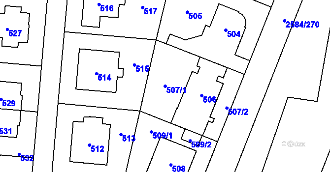 Parcela st. 507/1 v KÚ Ruzyně, Katastrální mapa