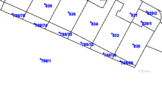 Parcela st. 788/72 v KÚ Ruzyně, Katastrální mapa
