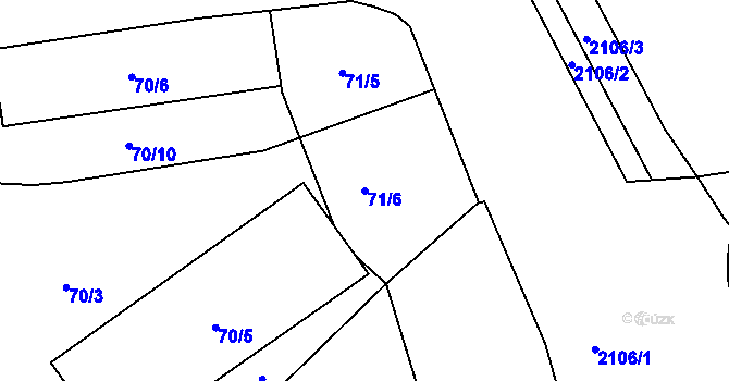 Parcela st. 71/6 v KÚ Ruzyně, Katastrální mapa