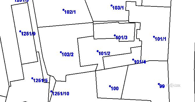 Parcela st. 101/2 v KÚ Ruzyně, Katastrální mapa