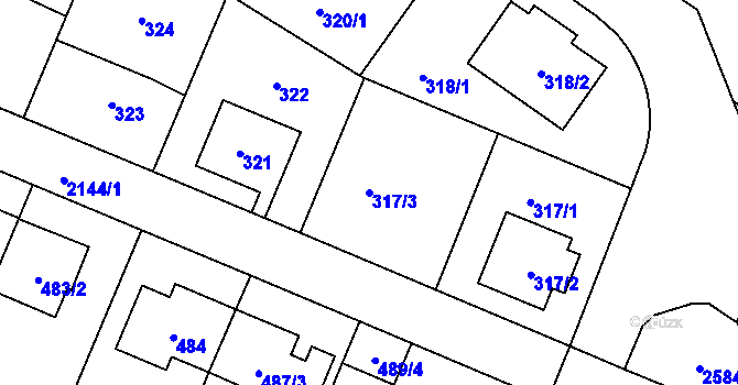 Parcela st. 317/3 v KÚ Ruzyně, Katastrální mapa