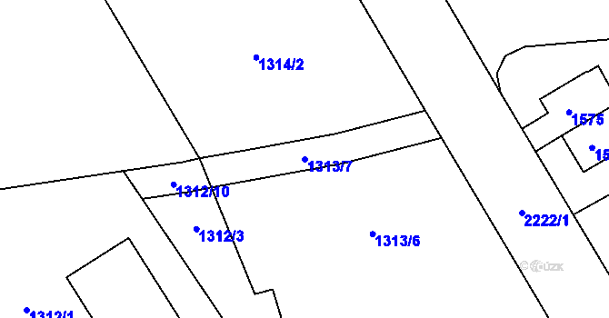 Parcela st. 1313/7 v KÚ Ruzyně, Katastrální mapa