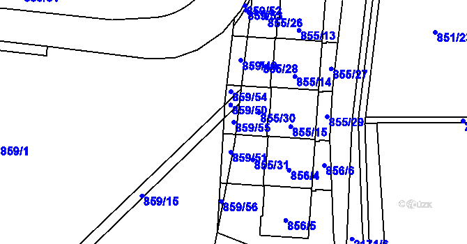 Parcela st. 859/55 v KÚ Ruzyně, Katastrální mapa