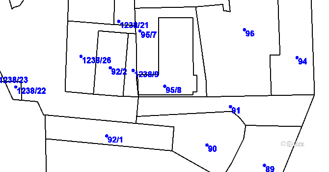 Parcela st. 95/8 v KÚ Ruzyně, Katastrální mapa