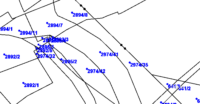 Parcela st. 2974/41 v KÚ Ruzyně, Katastrální mapa