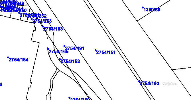 Parcela st. 2754/151 v KÚ Ruzyně, Katastrální mapa