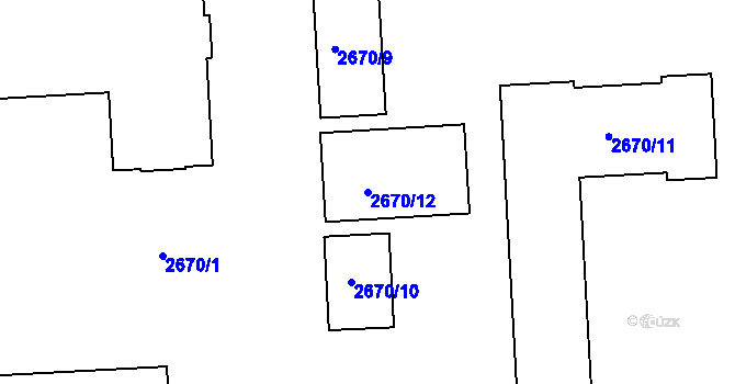 Parcela st. 2670/12 v KÚ Ruzyně, Katastrální mapa