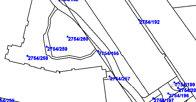 Parcela st. 2754/166 v KÚ Ruzyně, Katastrální mapa