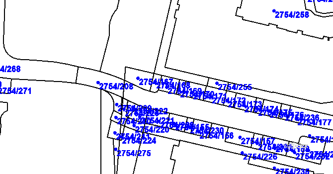 Parcela st. 2754/169 v KÚ Ruzyně, Katastrální mapa