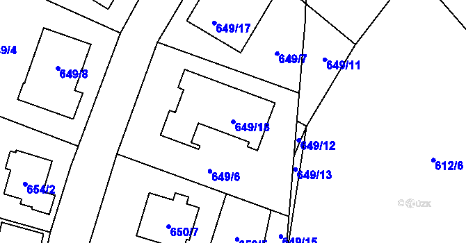 Parcela st. 649/18 v KÚ Ruzyně, Katastrální mapa