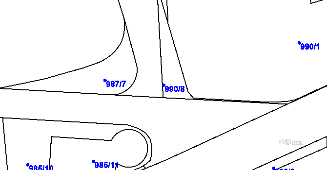 Parcela st. 990/8 v KÚ Ruzyně, Katastrální mapa