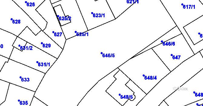 Parcela st. 646/5 v KÚ Ruzyně, Katastrální mapa