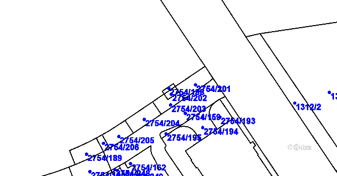Parcela st. 2754/188 v KÚ Ruzyně, Katastrální mapa