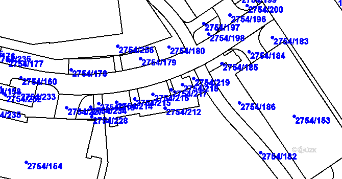 Parcela st. 2754/217 v KÚ Ruzyně, Katastrální mapa