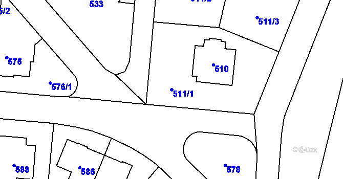 Parcela st. 511/1 v KÚ Ruzyně, Katastrální mapa
