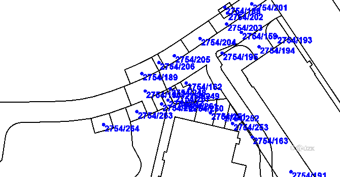 Parcela st. 2754/248 v KÚ Ruzyně, Katastrální mapa