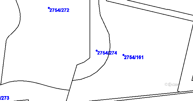 Parcela st. 2754/274 v KÚ Ruzyně, Katastrální mapa